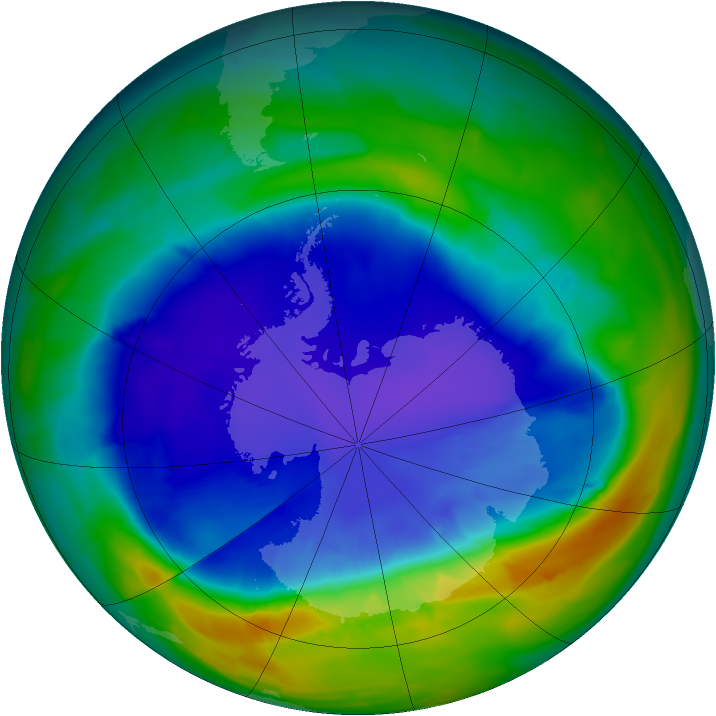 Antarctic ozone map for 11 September 2013